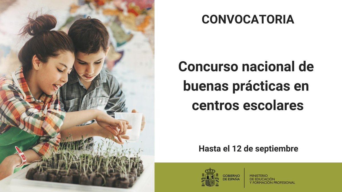 educaciongob's tweet photo. 🟢 Concurso nacional de buenas prácticas en centros escolares 

➡️Proyectos que contribuyan a la mejora de la calidad educativa 

Inscripciones hasta el 12 de septiembre aquí⤵️
https://t.co/piaahgJMFG https://t.co/reIC4NROtk