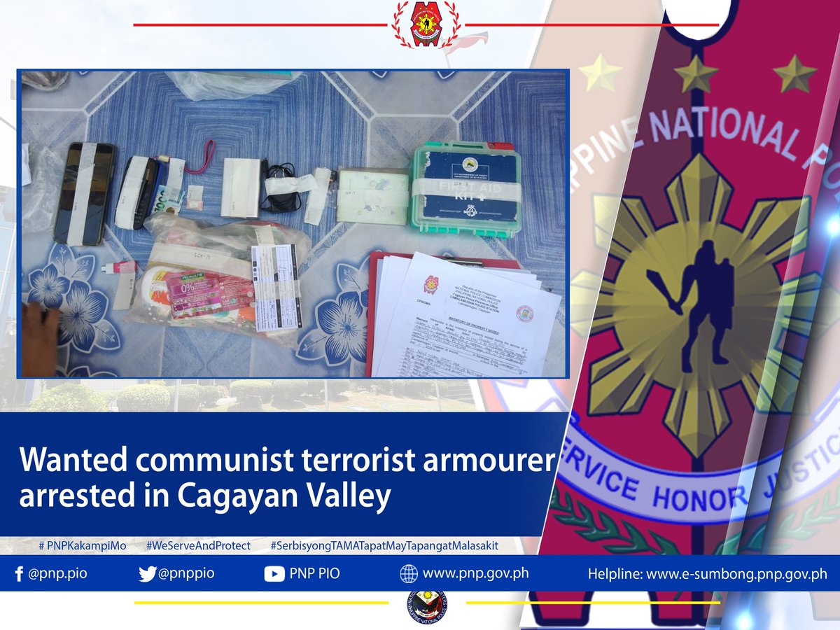 pnppio's tweet photo. Police arrested on Monday a member of a communist terrorist group in Cagayan.  
Read more: https://t.co/IqlO2z1Dp1

#WeServeAndProtect
#PNPKakampiMo
#SerbisyongTAMATapatMayTapangAtMalasakit
#LabanSaKomunistangTerorista
#PilipinasMuna
https://t.co/txtYyrzpsG https://t.co/rTXZgq5o3a