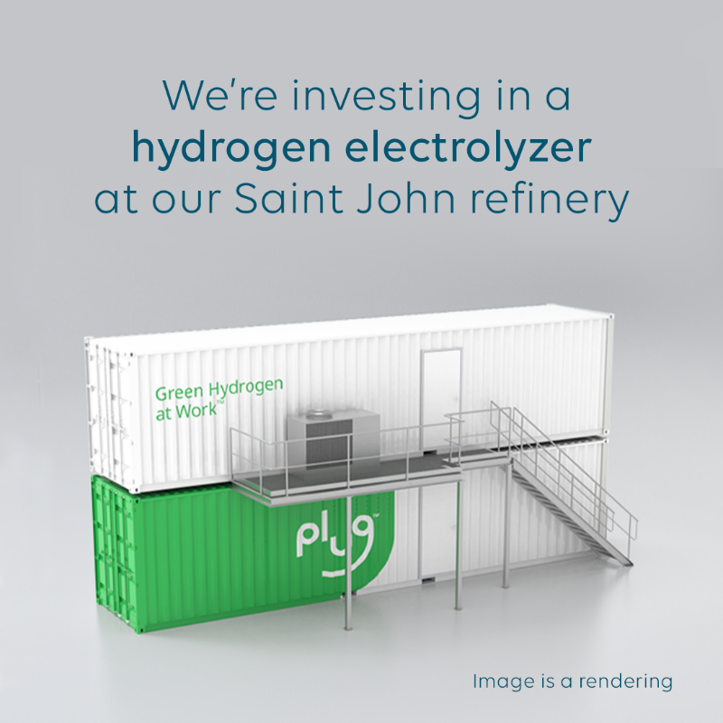 irvingoil's tweet photo. In a first for a Canadian refinery, we’re investing in a 5-MW #hydrogen electrolyzer.

We’re proud to continue to explore innovative ways to provide sustainable energy options for our customers – today and tomorrow.

#Sustainability #Energy