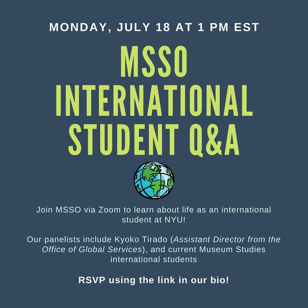 MSSO International Student Q&amp;A is next Monday, July 18 at 1:00 EST via Zoom!