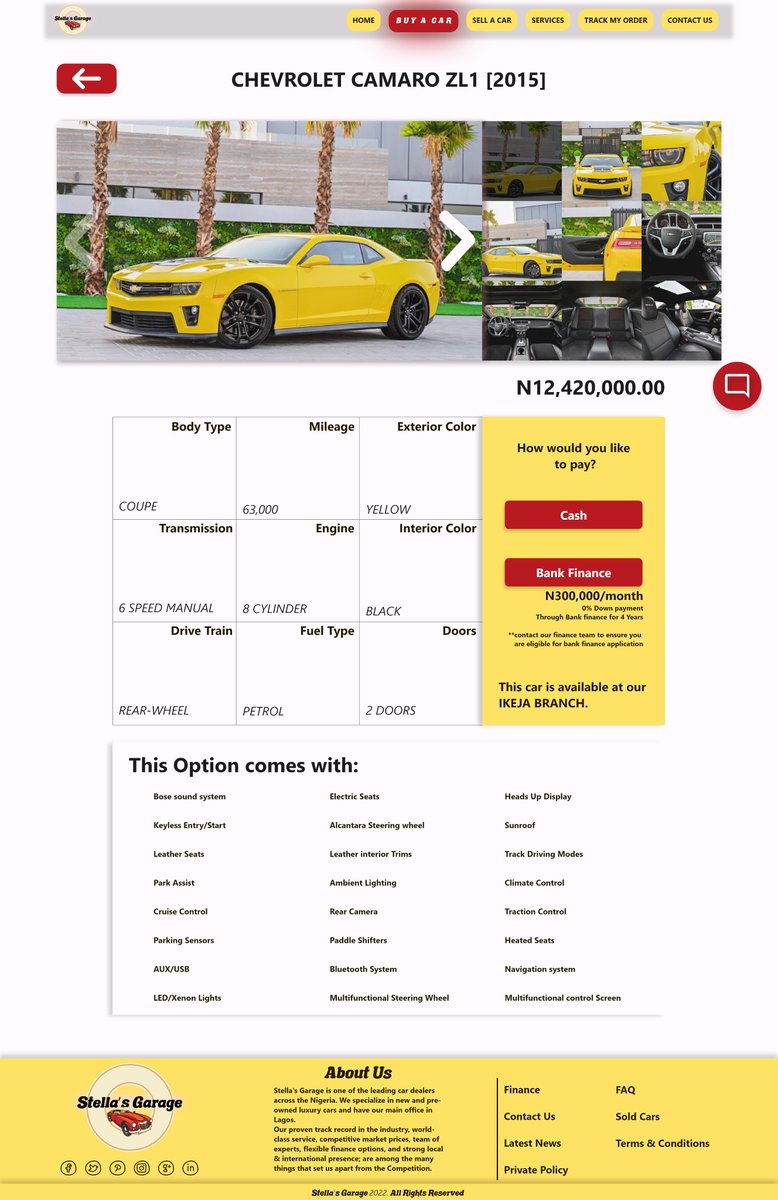 Vano_dee's tweet photo. A few Mockups For an Online Car Dealership Website. "Stella's Garage". 
#uxdesign #productdesign #adobexd #interactiondesign #dailywebdesign #userinterfacedesigner #uiux #uidesign https://t.co/F7aLe3AhDD