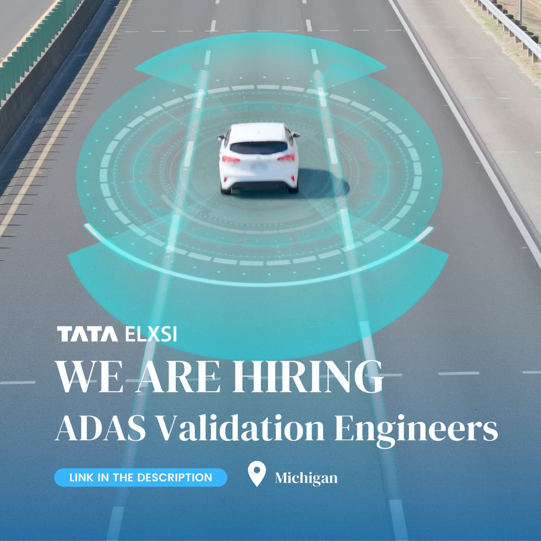 tataelxsi's tweet photo. We're looking for ADAS Validation Engineers.
To apply, click here: https://t.co/OzG9oBUYqJ
#tataelxsi #tataelxsijobs #engineering #careers #jobopportunities #Michigan #automotive #ADAS #ADASvalidation #validationengineers https://t.co/568mn3QuIT