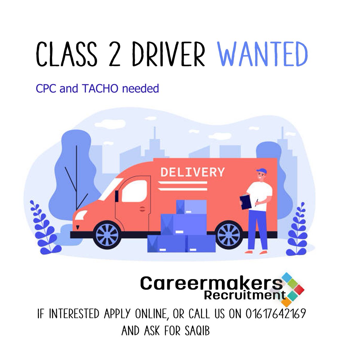 CareermakersUK's tweet photo. Calling all Class 2 drivers! Opportunity is just a phone call away! ๐
Middleton Area M24
CPC and Tacho needed
If you are interested be sure to give us a call on 0161 764 2169 ๐ฅฐ
#class2drivers #recruitment #opportunity https://t.co/8iNF6fQ961