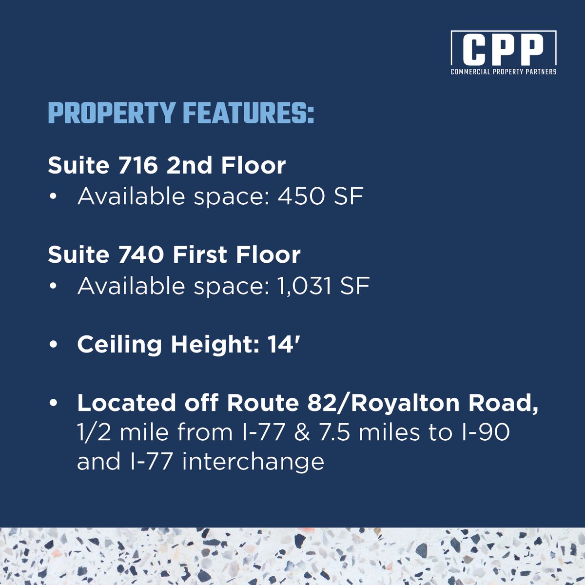 RealEstateCPP's tweet image. FOR LEASE - Small Office Suites in Broadview Heights at I-77/Route 82. Click the link ⬆️ for a brochure and more information.

#commercialrealestate #forlease #flexspace #officespace #cleveland #broadviewheights #commercialrealestatebroker #cpp