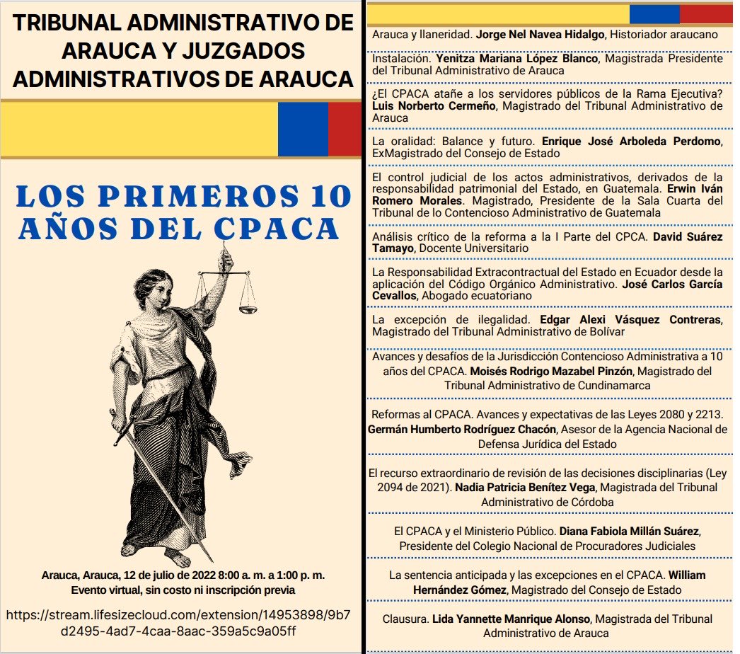 tribunalarauca2's tweet photo. Buenos días. Para la jornada académica de hoy se pueden conectar así 👉🏼  https://t.co/XqfWAdcner                             O ingresando a nuestro Canal de YouTube del Tribunal Administrativo de Arauca 👉🏼  https://t.co/HrNhG8TQcQ https://t.co/5tAzo4FMaG