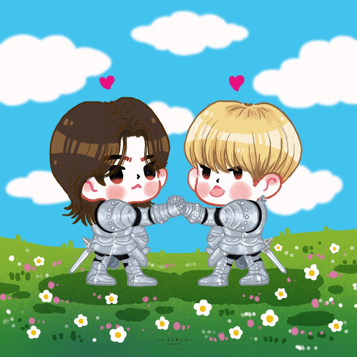 gagoijaii's tweet image. Get well soon 🐶🐰💙💖
2 strong knights @official_jinu_ @official_yoon_