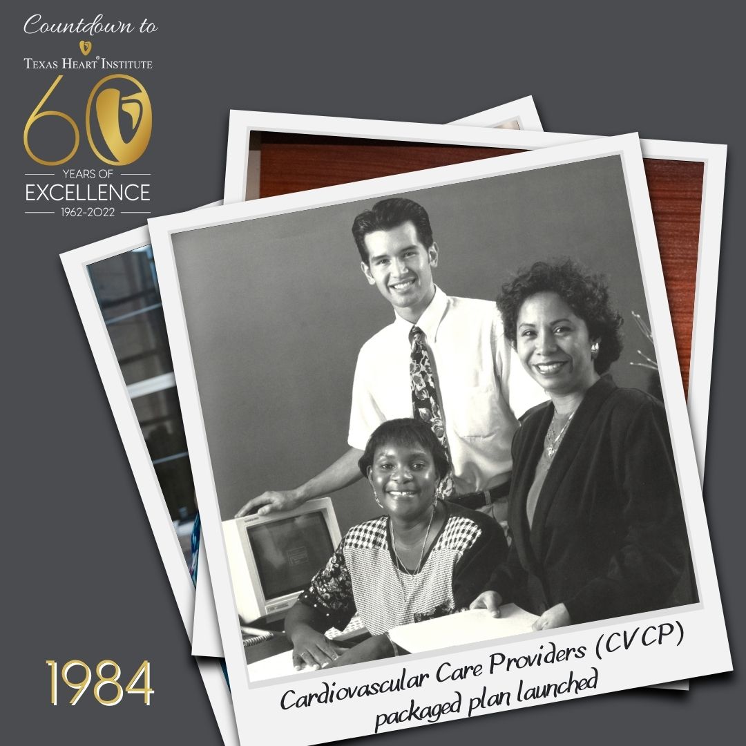 Texas_Heart's tweet photo. 2️⃣2️⃣ Days to 60 Years: #In1984 Dr. Cooley founds the Cardiovascular Care Providers, a network of specialists and a new way to provide high quality and comprehensive cardiovascular care at an affordable price. Read more: https://t.co/1MReDAsIWo
#60YearsOfExcellence https://t.co/i2n18QAPFX