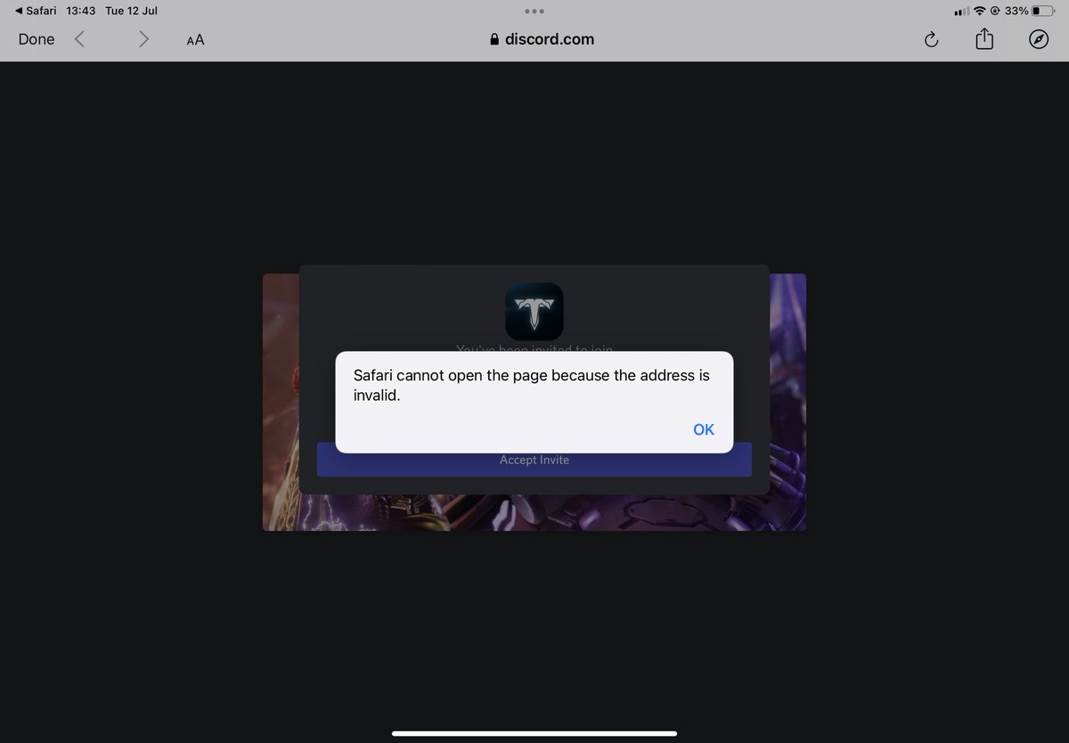 adgwilliam's tweet photo. @TimProVision Having issues joining the discord, any idea why? https://t.co/ewIbeJJFlq