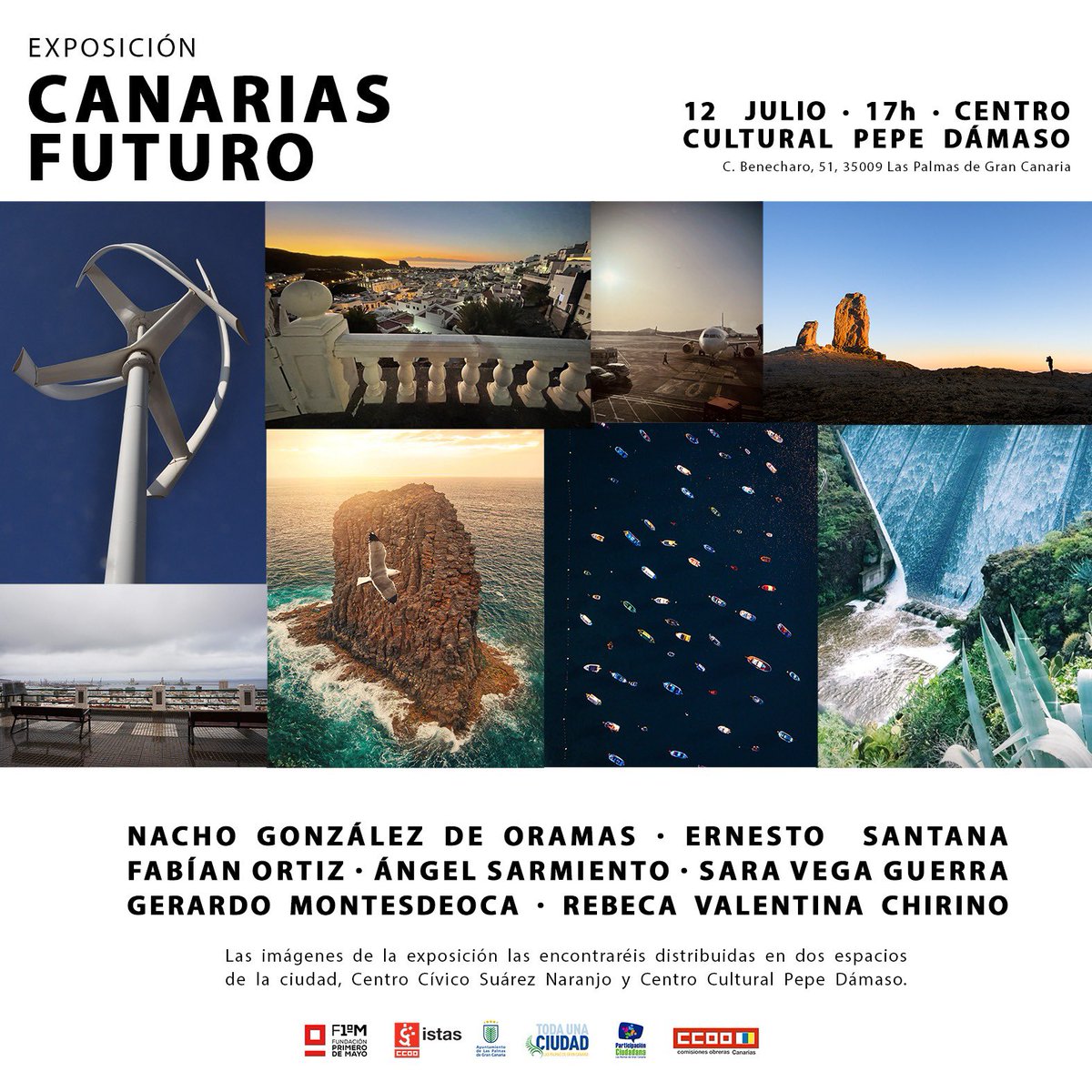 ISTASF1M's tweet photo. #HOY Martes, 12 de julio a las 17h, os esperamos en la inauguración de la exposición "Canarias Futuro" organizada por #ISTASCCOO en colaboración con
@AyuntamientoLPA y @CCOOCanarias
📅12 de julio
🕔17h
📍Centro Cultural Pepe Dámaso
C/Benecharo, 51
#CanariasSostenible https://t.co/JF4mn5NbNw