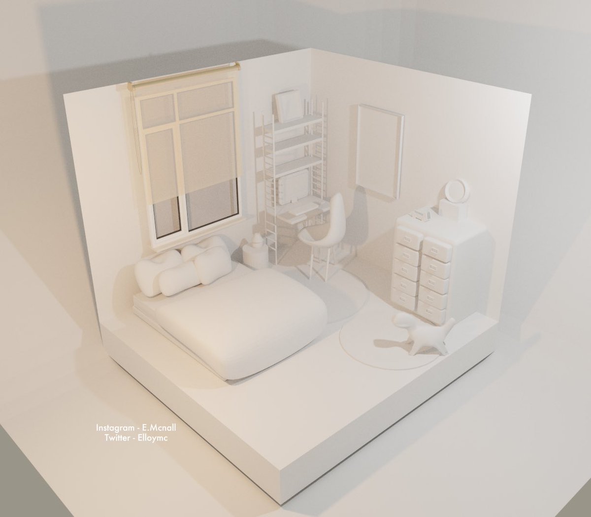 Elloymc's tweet photo. Haven’t drawn the last few days , but here is a room I’m  working on now☺️🤍
-
#blenderwip #blender #3dartist #cutebedroom #blenderproject https://t.co/16OB4ZFOZ3