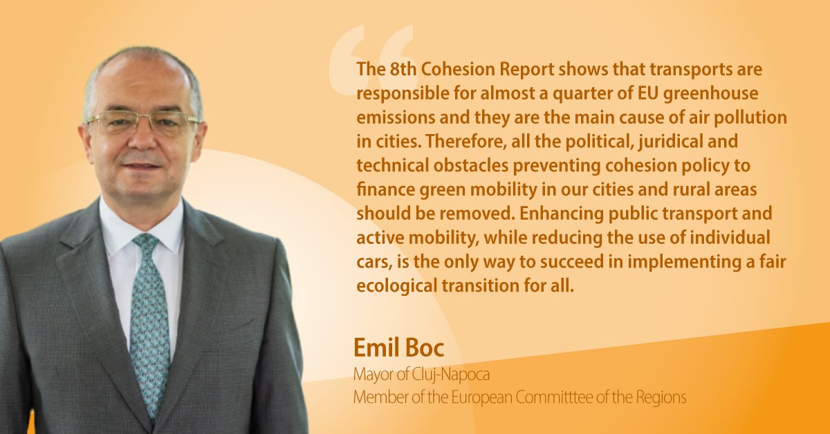 EU_CoR's tweet photo. 🗨️ Carbon-free mobility in our cities is absolutely paramount if we want to reach our objective to be a carbon-neutral continent by 2050. 

– Read our member @Emil_Boc who chairs today's COTER Commission meeting. #CohesionAlliance https://t.co/OwGOj9h3GP