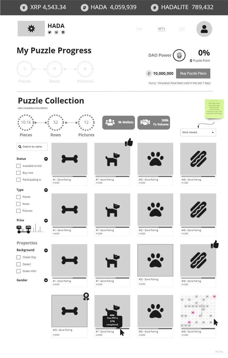 HadaNFT's tweet photo. @Katrin_Erb also creates amazing products. Here's the wireframe for our Puzzle Picture #NFT Gallery.

Soon to be in full living colour.

#NFTMarketplace #DAO #XRPL https://t.co/Qc2dq6MMQ1