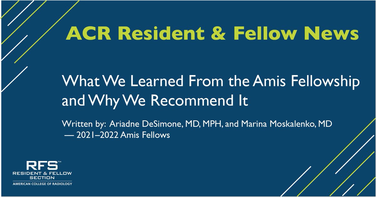 Are you passionate about Quality &amp; Safety in Radiology/Radiation Oncology? Learn more about the Amis Fellowship in Quality and Safety from the most recent Amis Fellows!

bit.ly/ACRRFSNewsAmis…