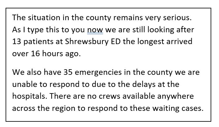 Shropsdefend's tweet photo. Anthony Marsh, CEO of WMAS, to Darren Childs of Shropshire Needs Ambulances: https://t.co/aqmFIZ2S7J