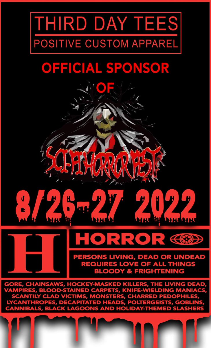 fihorrorfest's tweet photo. #thirddaytee #horror #scifi #shirts. https://t.co/xJF1o5d69a