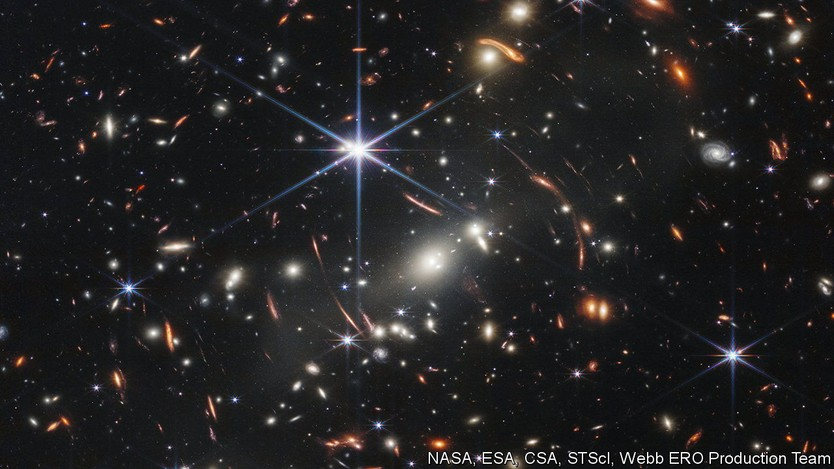 HarwellCampus's tweet photo. As we kick off #SpaceAM on the Campus for the next two days, what better time to share a sneak peak of the image from the #JWST. The image covers a slice of the Universe that has never been seen before, and covers a patch of sky about the size of a grain of sand. 🔭🌠 https://t.co/WrEUUdbG9L