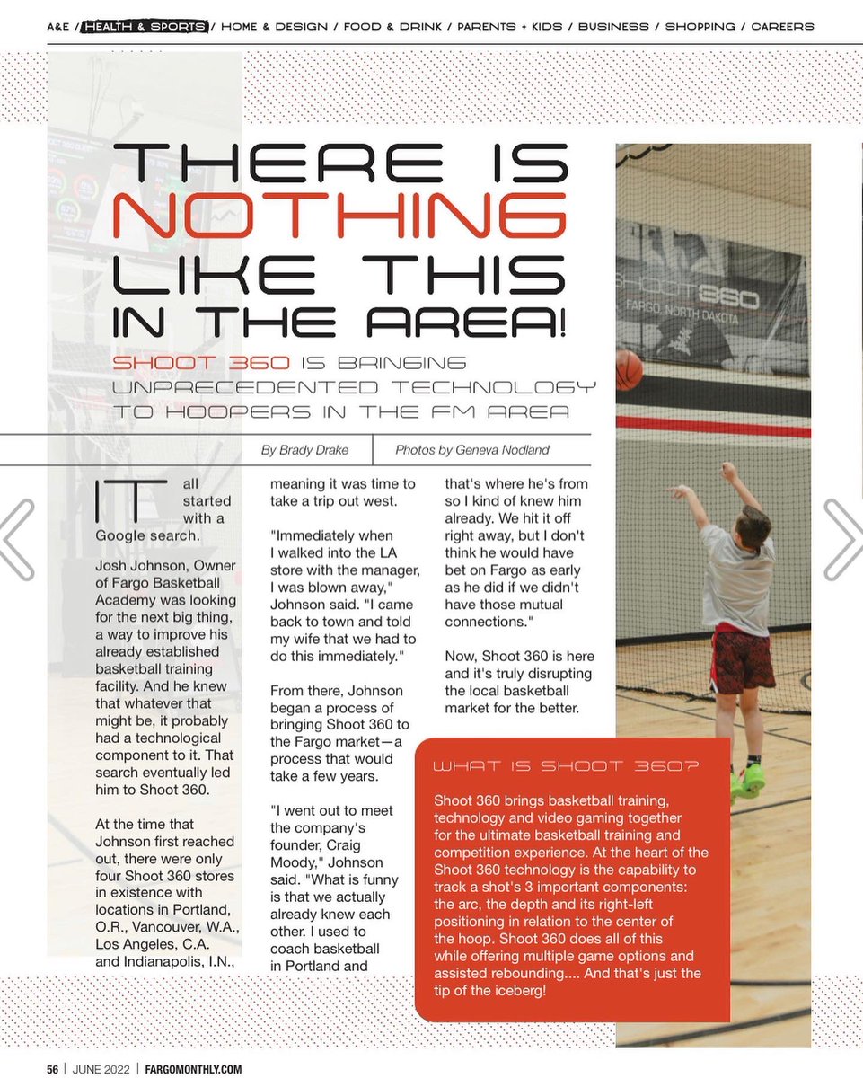 Shoot360Fargo's tweet photo. Make sure you grab the latest issue of @fargomonthly &amp; check out the awesome write-up courtesy of Brady Drake🔥 Thank you @fargomonthly for highlighting how @shoot360 is changing the game. #UnlockYourGame #SplashMeter #GetGameReady https://t.co/N1Hwbs1yWj