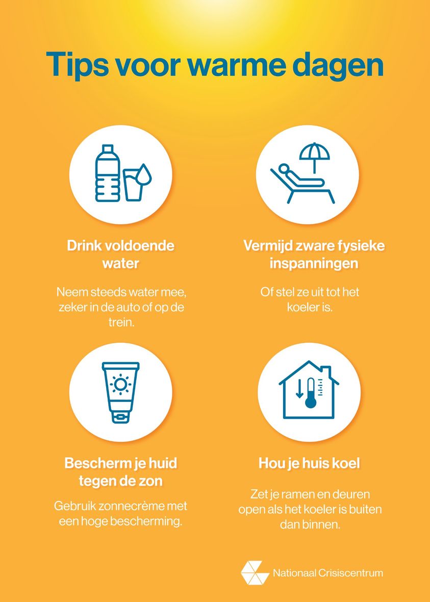 🌞🥵Het wordt weer heel warm vandaag! Zorg voor jezelf en anderen met deze tips!💦