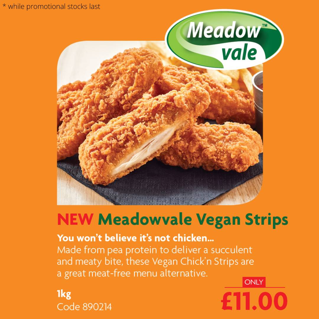 HenryColbeck's tweet photo. Tried the new Meadow Vale Vegan Strips?... everything you love about Meadow Vale but VEGAN, check out our latest offer here https://t.co/qRzjEBq1Ez and give them a try. #veganstrips #meadowvale #whatshot #fishandchips #chippie #specialoffers #henrycolbeck #whatshotmagazine https://t.co/87an6dcQs4