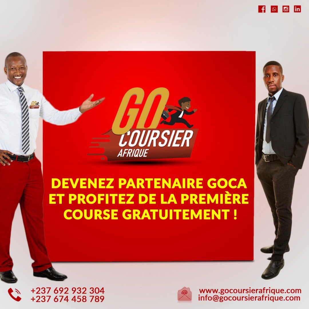 GoCoursiers's tweet photo. 📌 Confiez-nous vos livraisons et profitez d’avantages exclusifs

☎️  Commandez votre coursier au  (+237) 692 932 304 / 674 458 789
📍 Douala / Libreville https://t.co/ak4c9044Me