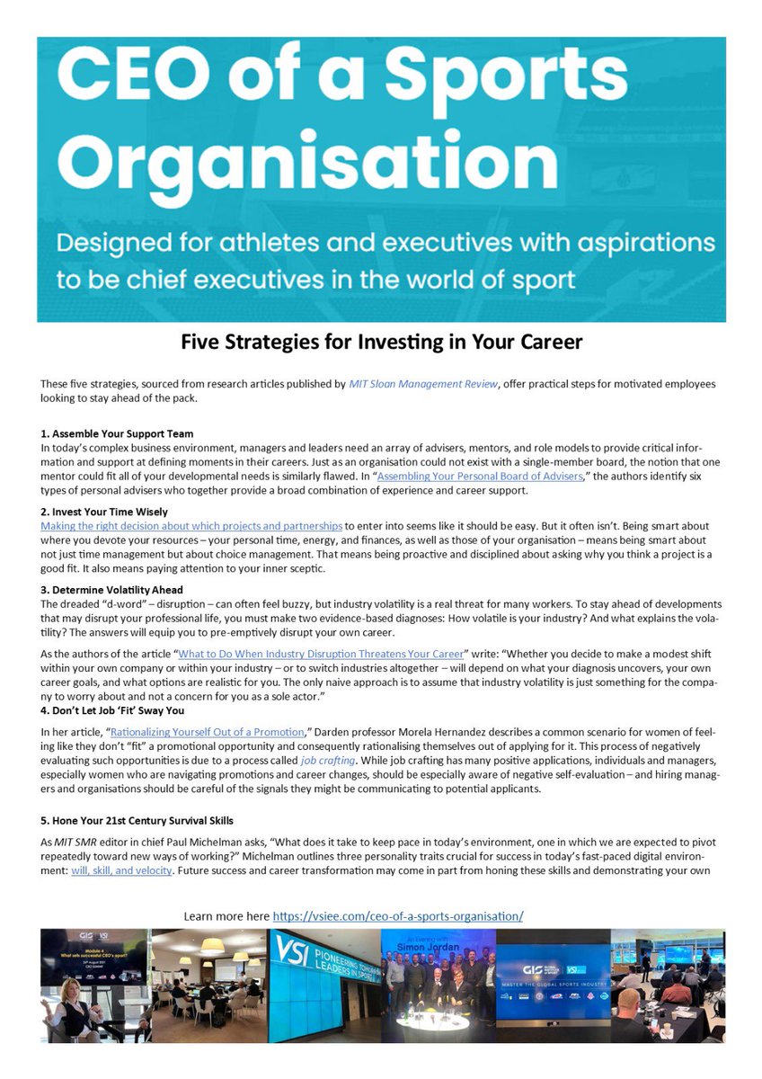 5 strategies for investing in your career 

Learn more 👉🏻 vsiee.com/ceo-of-a-sport…

#sport #business #education 

<a href="/GIS_sport/">Global Institute of Sport</a> <a href="/fcbusiness/">fcbusiness Magazine</a> <a href="/LAPSCareers/">LAPS</a> @sportcareersuk