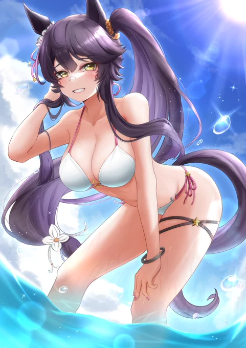 ブーと水遊び🌞💦
#ウマ娘 #ナリタブライアン 