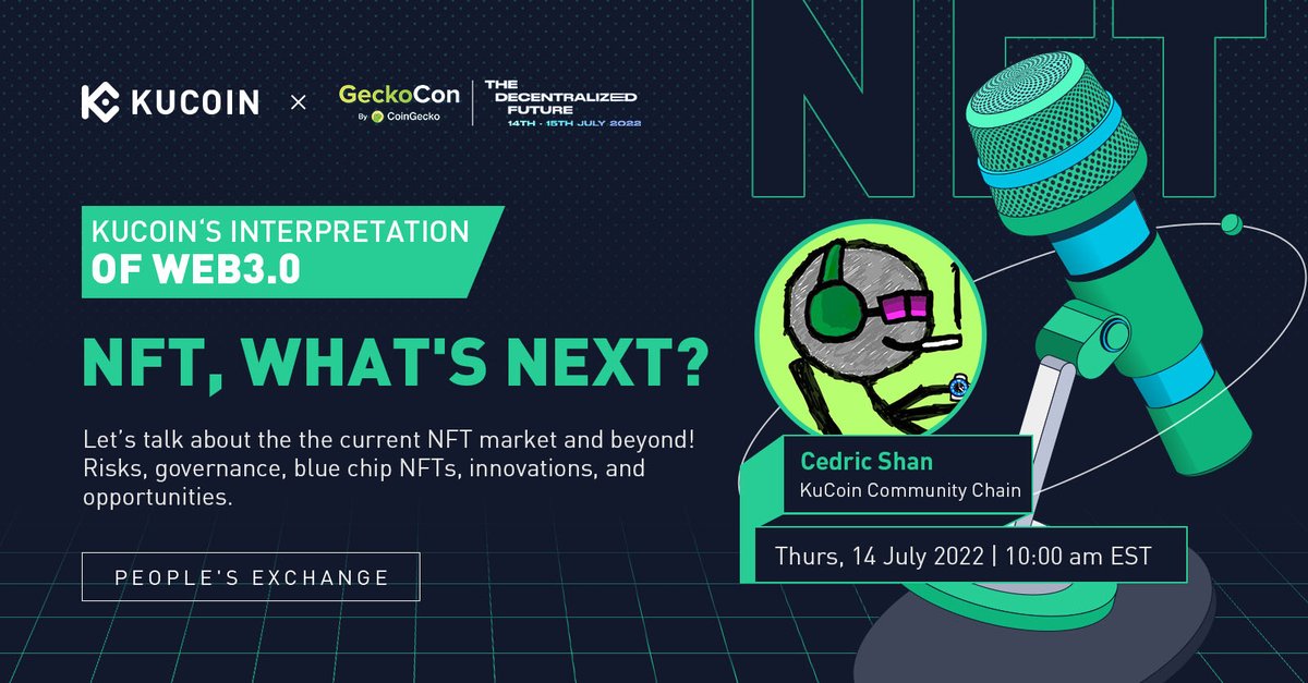 kucoincom's tweet photo. #NFT, what's next? 🧐

Join us to talk about the current NFT market and beyond at #GeckoCon with @cedric_shan! @coingecko @KCCOfficialTW
 
⏲️ 10:00 AM EST, July 14, 2022 

Follow us, retweet with #KuCoinAtGeckoCon, and we will select 10 winners to receive 1 FREE ticket each! https://t.co/OxpzNUH3UV