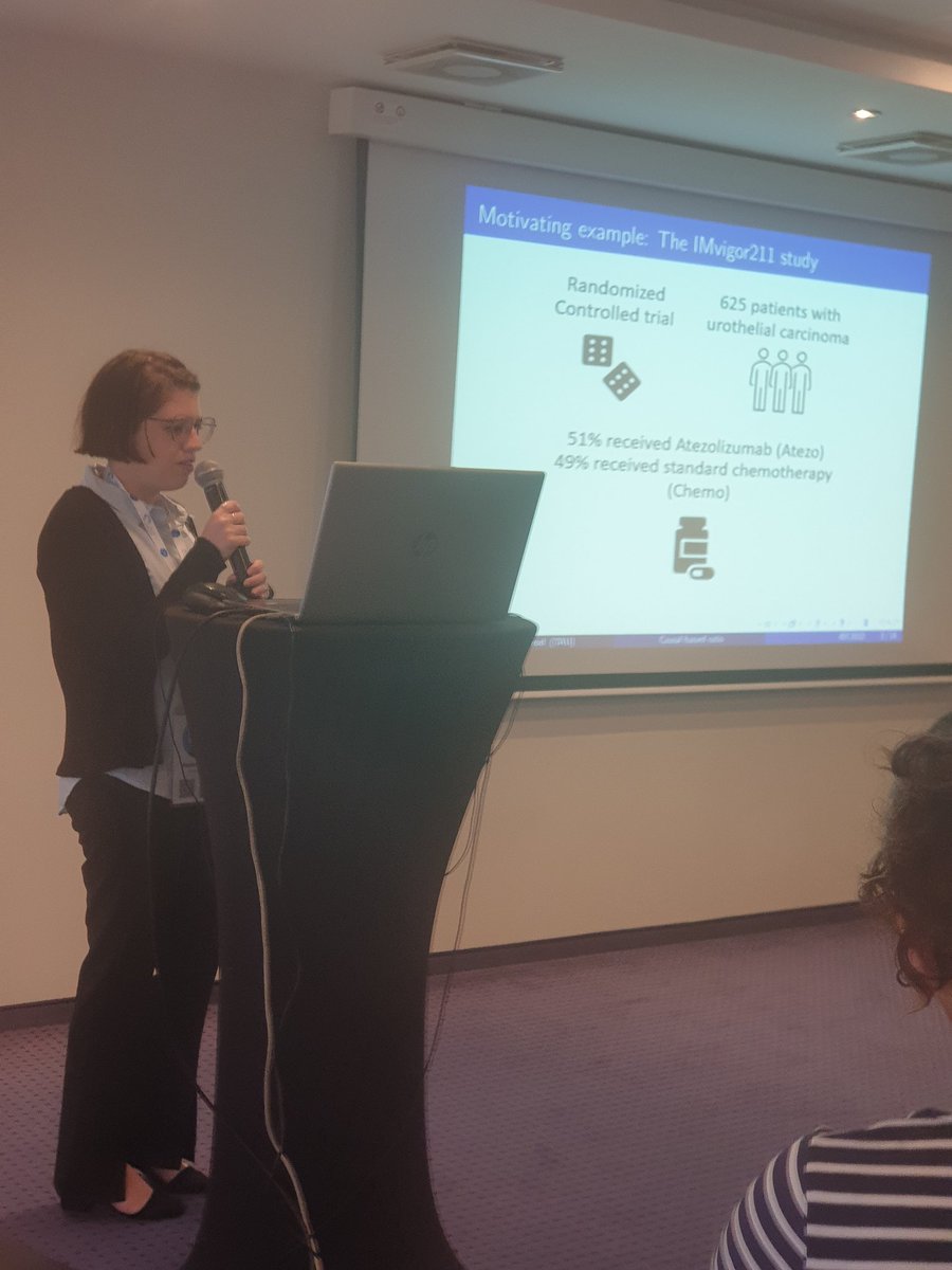 DanielNevo's tweet photo. @RachelAxelrod2 presents our work on sensitivity analysis for the causal hazard ratio at the #ibcriga2022 https://t.co/kI7HDtq9nY