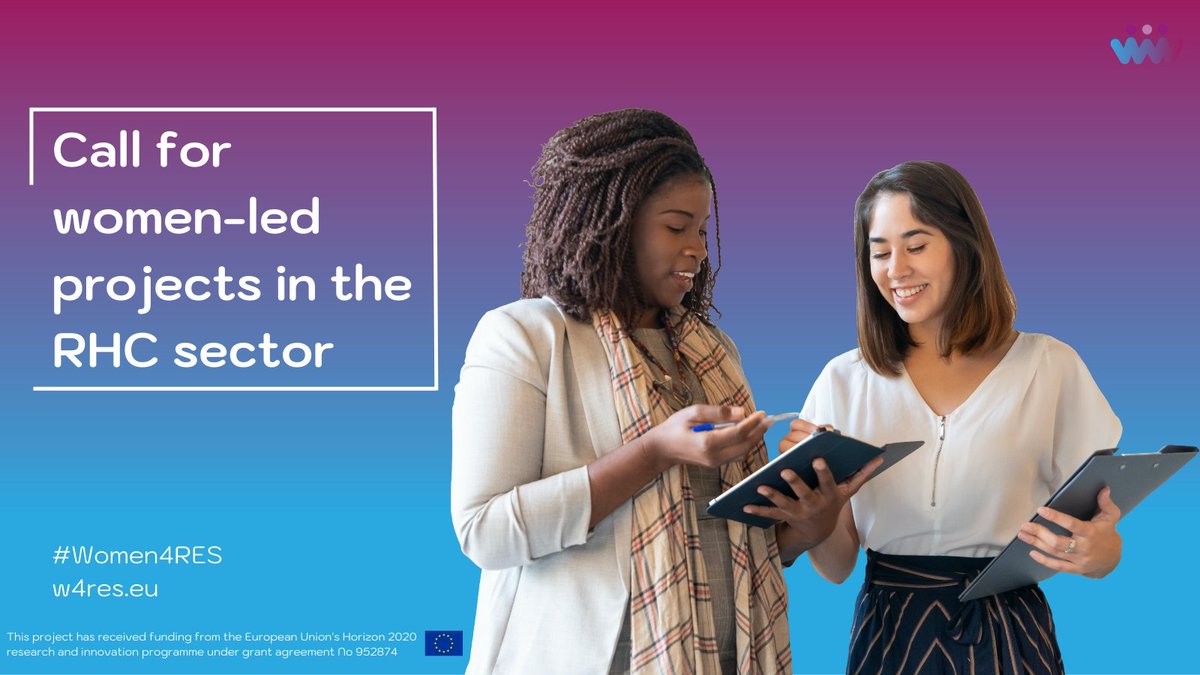 Do you have a women-led project that focuses on the #RHC sector? 
👩‍💻Submit your project and receive customised business and technical support from #Women4RES partners. 
👉bit.ly/3zitaCZ
#womenintech #renewableenergy #WomeninSustainability