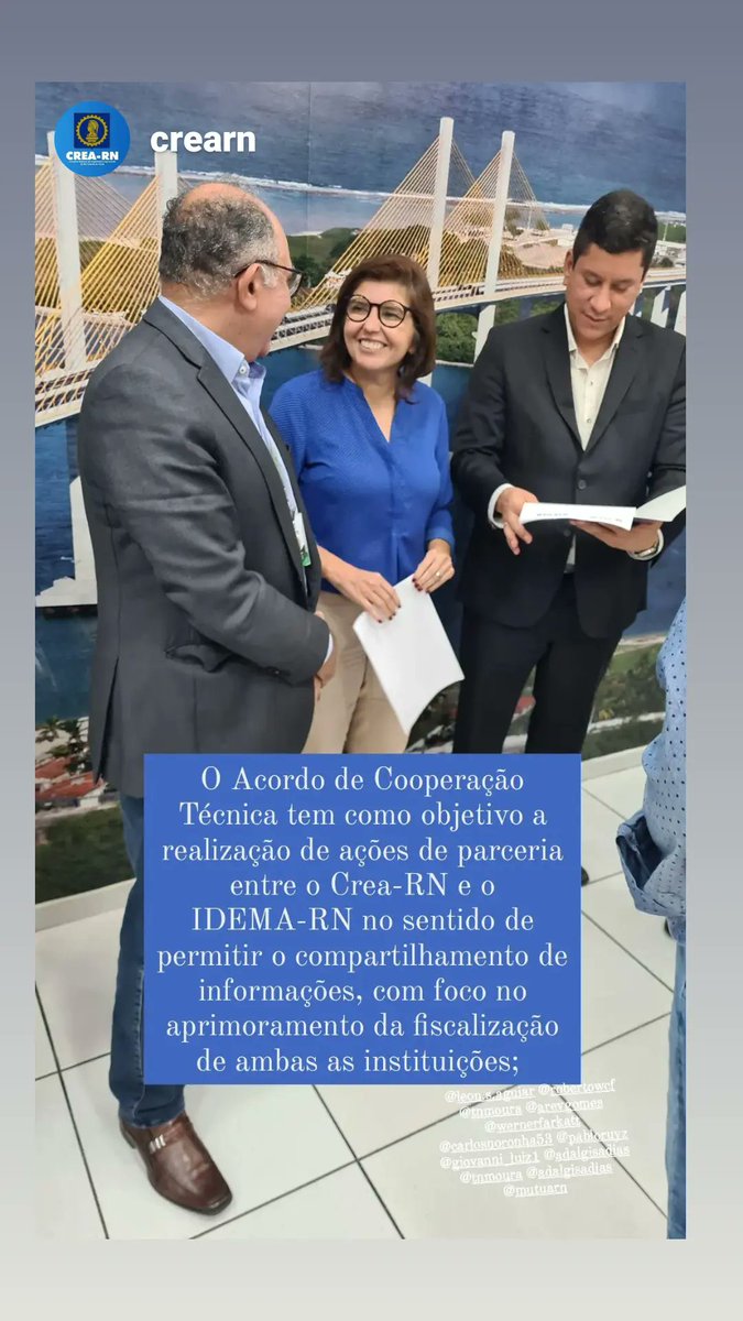 adalgisadias's tweet photo. O @RN_CREA assinou Termo de Cooperação Técnica com o IDEMA @governorn para troca de informações, com foco no aprimoramento na fiscalização. #crearn #idema #meioambiente https://t.co/uvALk0M9Pj