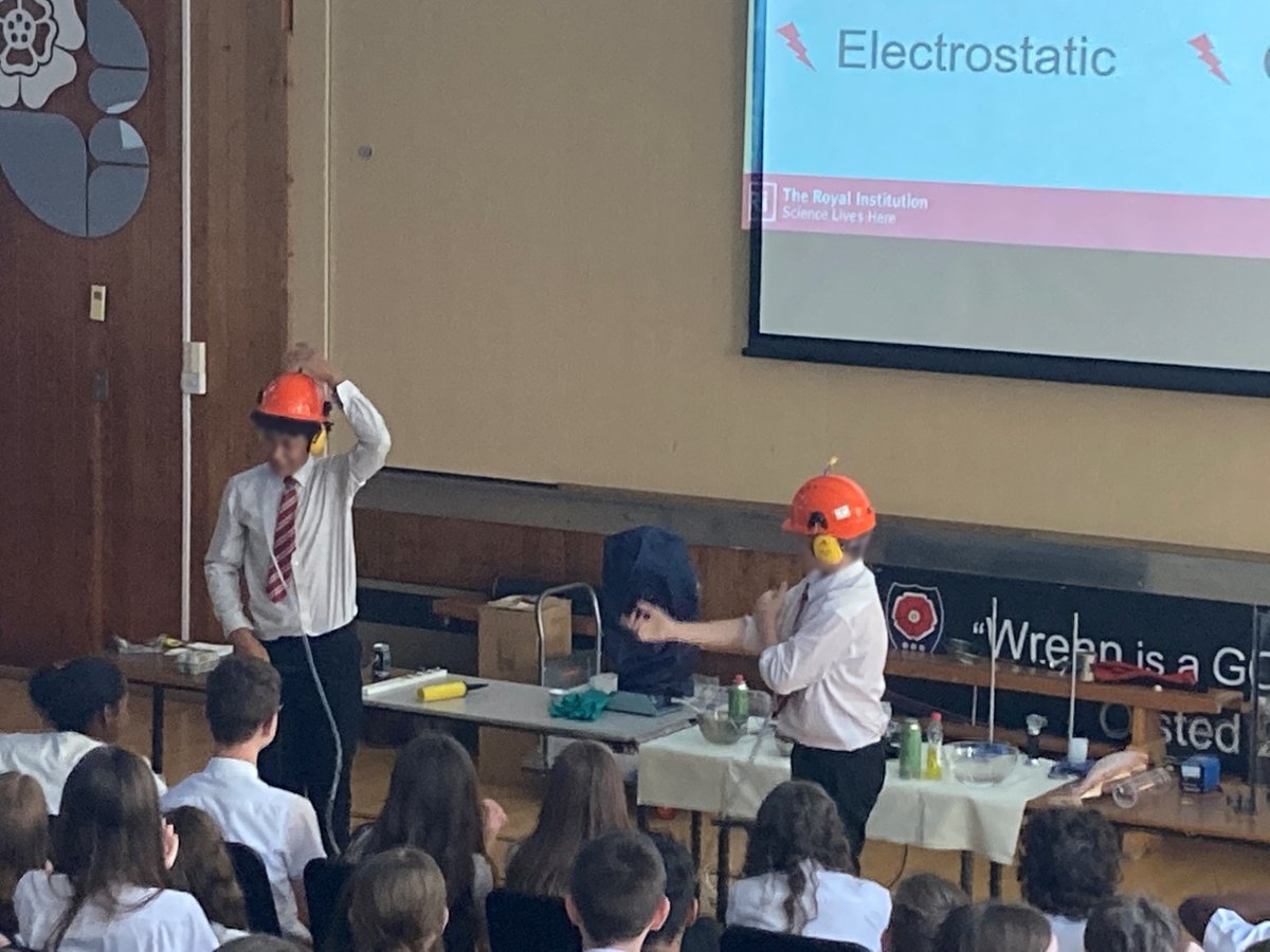 WrennSchool's tweet photo. Y8&amp;9 students were treated with a presentation from the @Ri_Science 'Energy Live!'. Lots of fun was had watching rockets being launched, sparks flying in the air and balloons being popped while also developing an understanding about energy stores and conversions! #proudtobewrenn https://t.co/qNzhjxxM2a