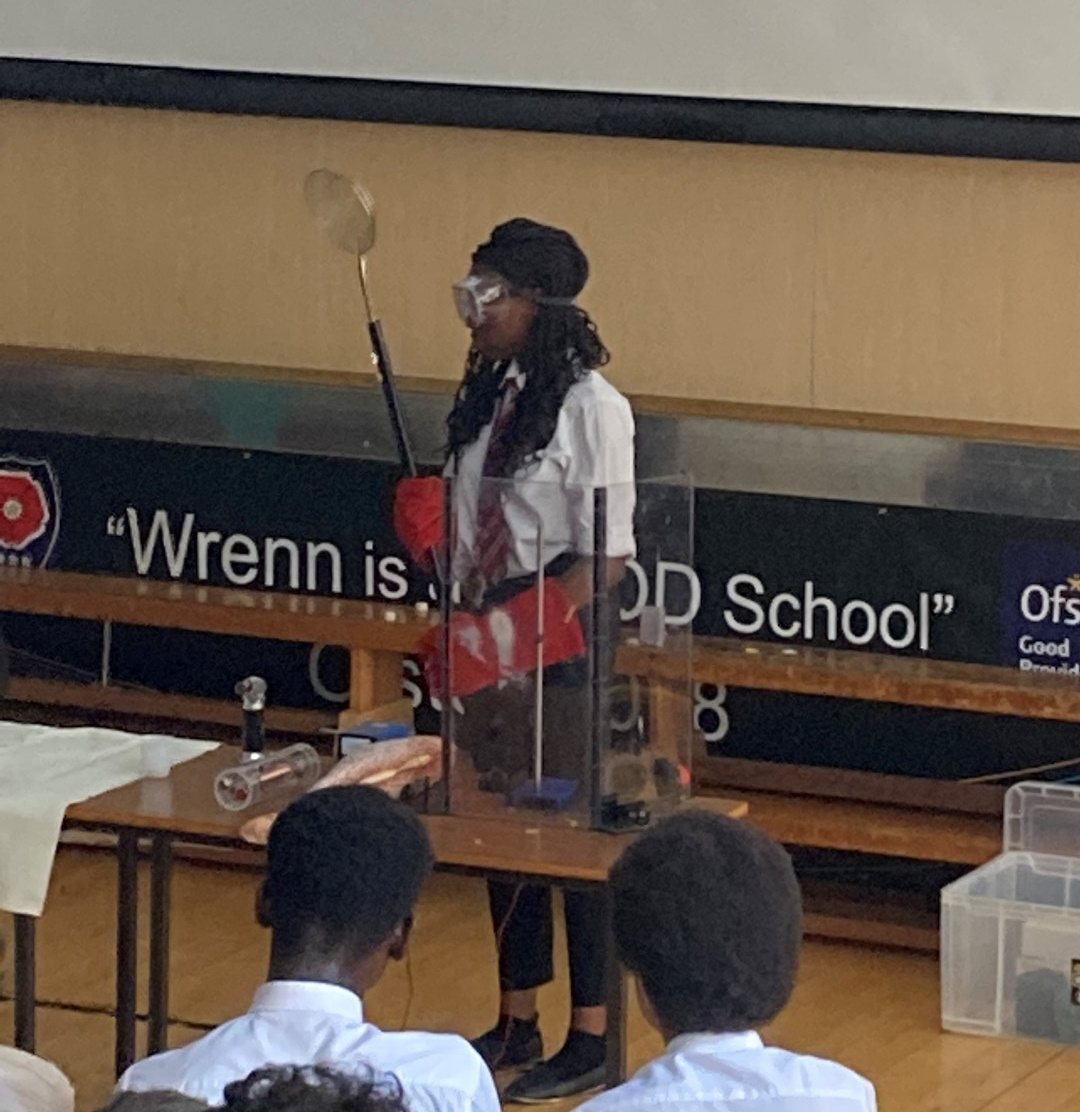 WrennSchool's tweet photo. Y8&amp;9 students were treated with a presentation from the @Ri_Science 'Energy Live!'. Lots of fun was had watching rockets being launched, sparks flying in the air and balloons being popped while also developing an understanding about energy stores and conversions! #proudtobewrenn https://t.co/qNzhjxxM2a