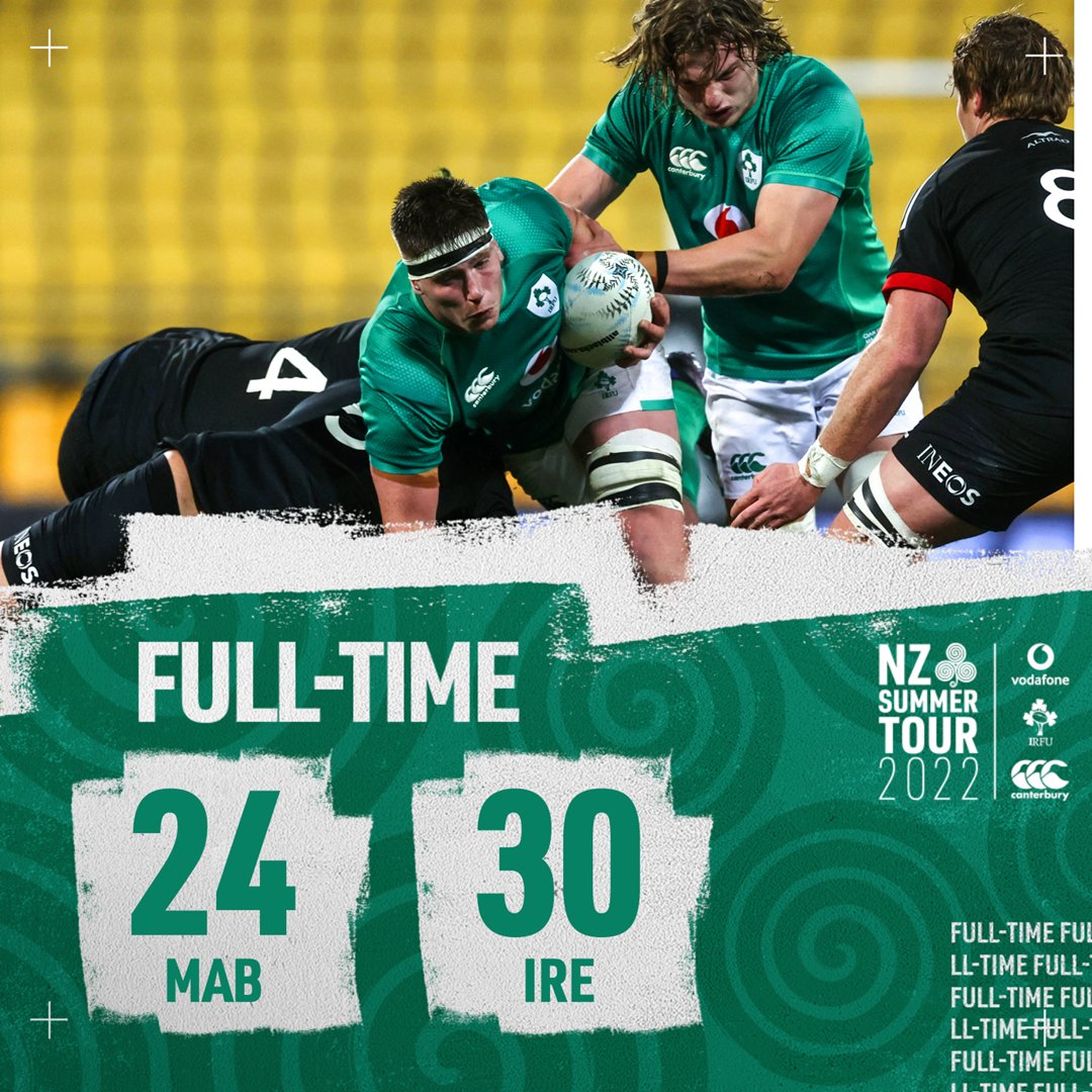 IrishRugby's tweet photo. FULL TIME! In a wet and windy Wellington, a powerful and impressive display 💪 

#TeamOfUs | #MABvIRE https://t.co/h2Yz7awNBR