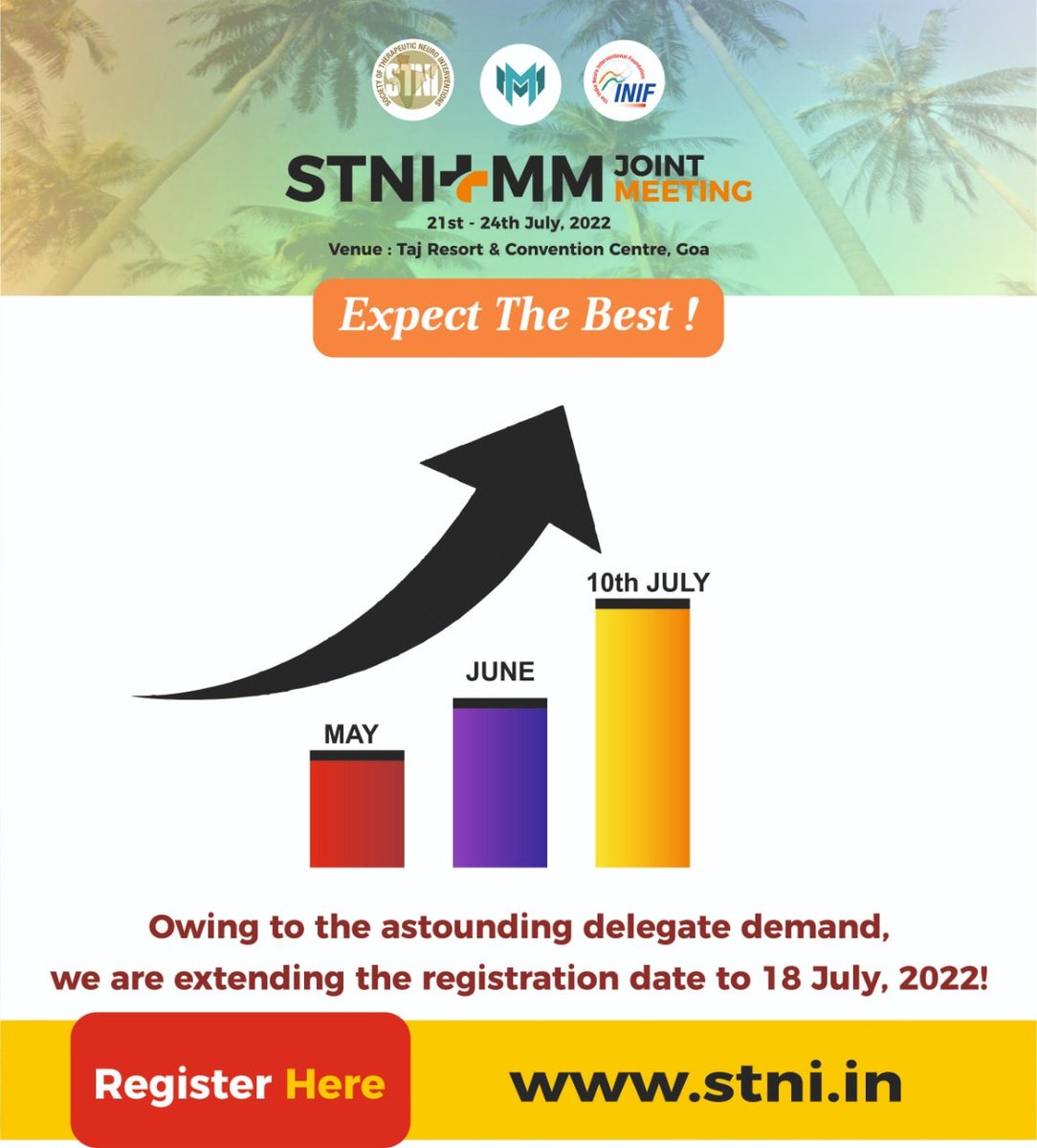 Registration Dates Extended! 

Visit stni.in

#STNI #STNIMM2022 #neurology #neuroradiology #interventionalneuroradiology #neurosurgery #radiology #interventionalneurology #interventionalradiology #inr #meeting