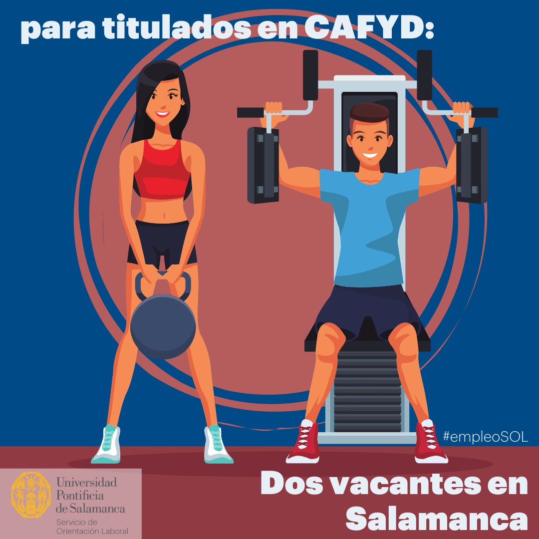 #EmpleoSOL en #Salamanca para titulados en CAFYD. Dos plazas. Contrato indefinido: upsa.jobteaser.com #empleodeporte #deporte #trabajo