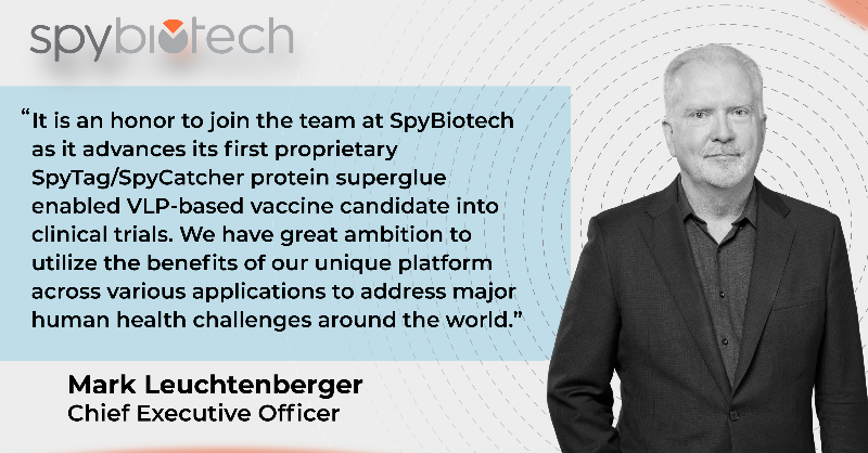 SpyBiotech's tweet photo. We are pleased to announce the appointment of Mark Leuchtenberger as our new Chief Executive Officer. Mark brings over 20 years of experience in the biopharmaceutical industry
#vaccine #vaccinedevelopment #biotechnology