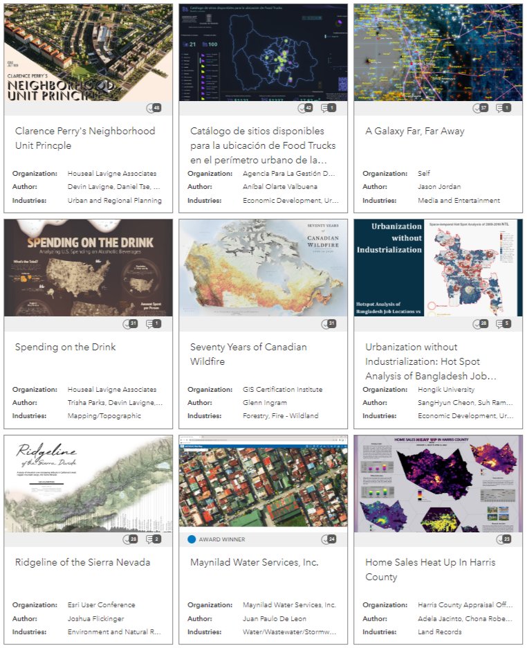 One of my favourite parts of the #EsriUC is the map gallery. There's some stonkers this year.  You can visit the virtual #mapgallery with over 600 entries from all around the world here esri.com/en-us/about/ev… (don't forget to click through to the high res versions)