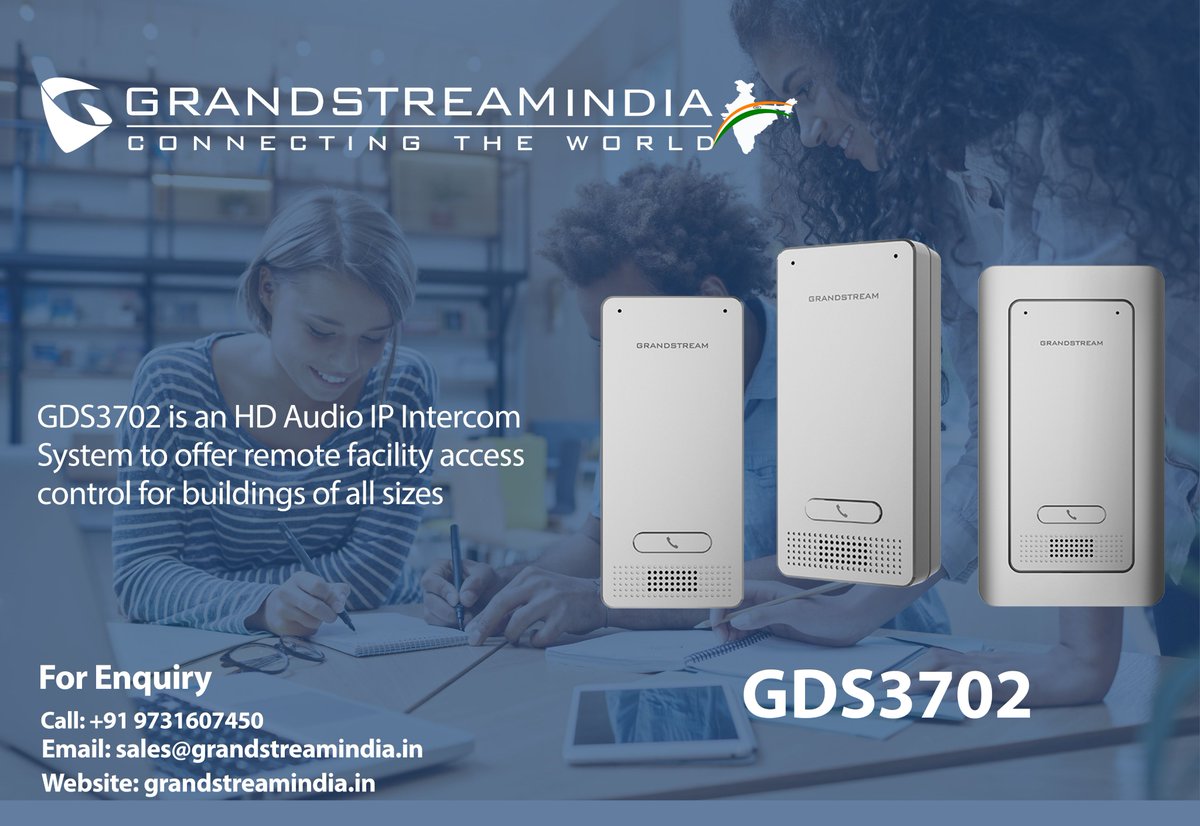 Grandstream_ind's tweet photo. Grandstream Adds New Device to GDS Series of Facility Access
The GDS3702 is an HD Audio IP Intercom System to offer remote facility access control for buildings of all sizes. 

For more information please contact us @ +9731607450 / Email:sales@grandstreamindia.in
 #GDS #GDS3702 https://t.co/0OT6OMff0N
