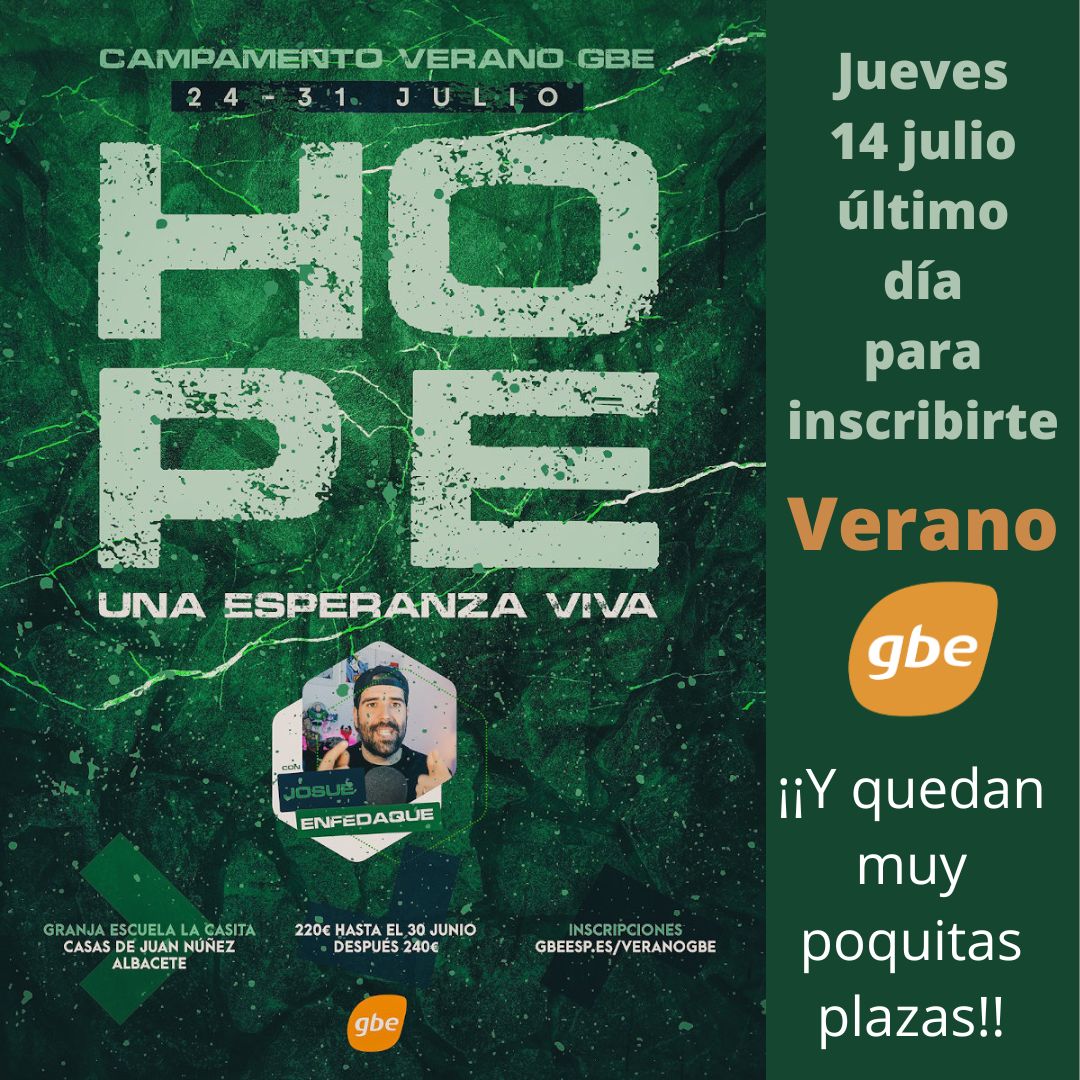 gbeesp's tweet image. Si estabas pensando ir al Campamento Verano GBE y todavía no te has inscrito ... ¡¡VUELA!!

Entra en la web gbeesp.es/veranogbe e inscríbete ya mismo ...