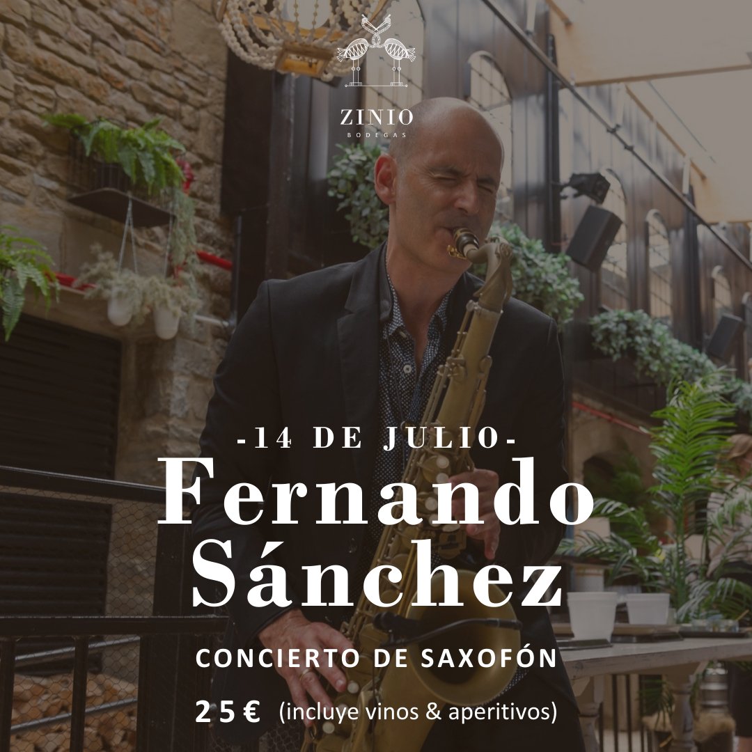 Déjate hipnotizar por la cálida melodía del saxofón con Fernando Sánchez 🎷 y disfruta de una velada acompañada de vinos y aperitivos en el entorno único de nuestra terraza ✨ #ElVeranoEsZinio #ZinioBodegas