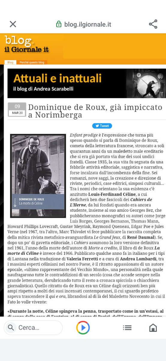 <a href="/scarabellimauro/">mauro scarabelli</a> <a href="/MiraggiEdizioni/">Miraggi Edizioni</a> <a href="/Mendo_to/">Fabio Mendolicchio</a> <a href="/CorsiniSa/">Sara Corsini 🇺🇦🇪🇺</a> <a href="/gabrielevalmont/">Gabriele de Valmont</a> <a href="/marcoarchetti/">Marco Archetti</a> <a href="/chiaberger/">riccardo chiaberge</a> <a href="/cristinaiorio4/">cristina iorio</a> <a href="/LRoithamer/">Ludwig Roithamer</a> <a href="/LaRobiErre/">La Robi</a> Non sapendo nulla di questa notevolissima personalità  che già amo avendo letto che dava fastidio a Eco 😁 ho cercato qualcosa su Google.
La coincidenza meravigliosa è che a scriverne ( con molta competenza ) è un tuo quasi omonimo 🤩