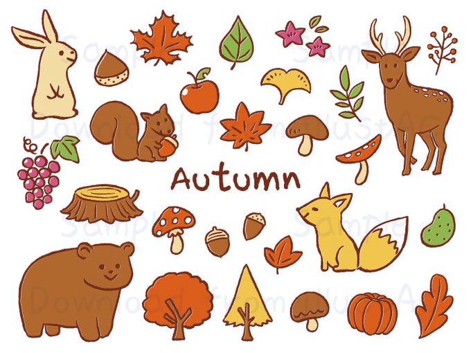 秋イラストのtwitterイラスト検索結果