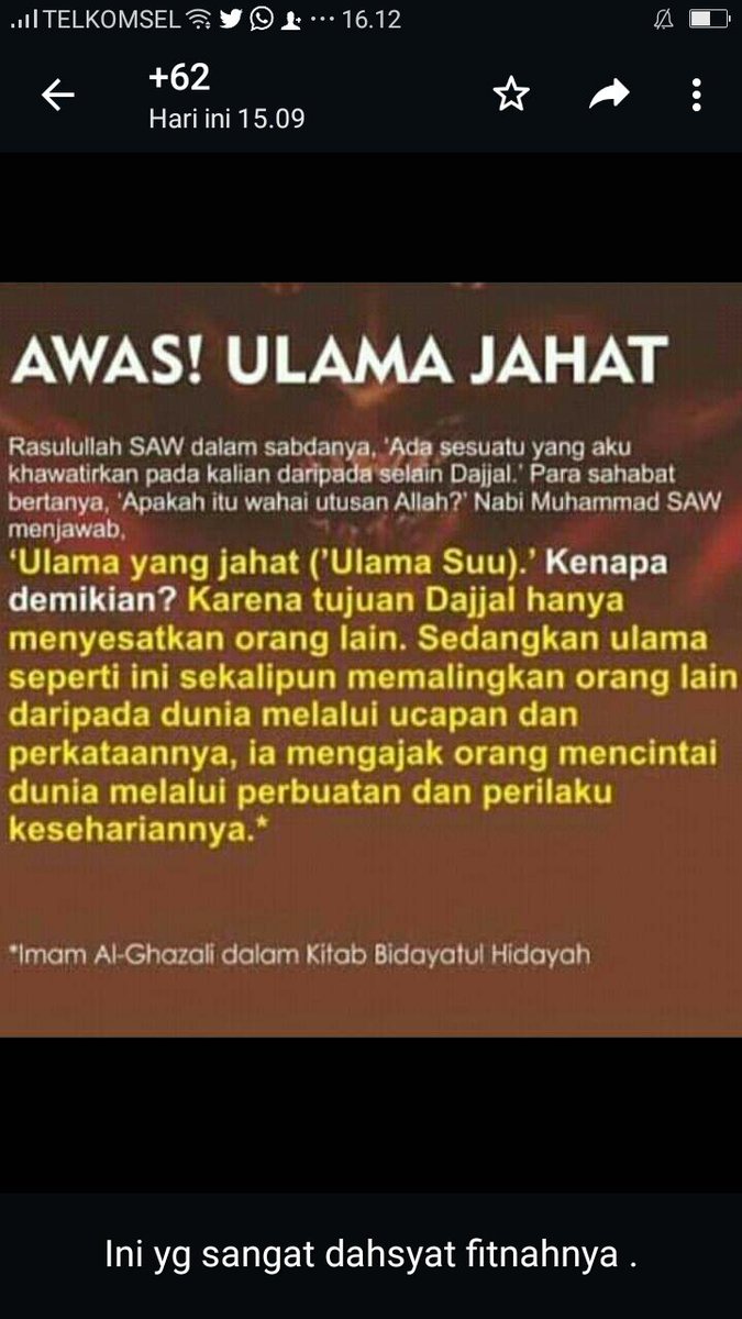Yg dikawatirkan nabi muhammad saw diakhir zaman bukanlah dajjal, tetapi "ulama suu' "karena ulama ini dg tdk sadar mengajak orang2 memalingkan dan mencintai dunia dg ucapan dn perbuatanya sedangkan sedang orang2 itu tdk sadar #MimpiMuhammadQasim #BuktiMimpiMuhammadQasim