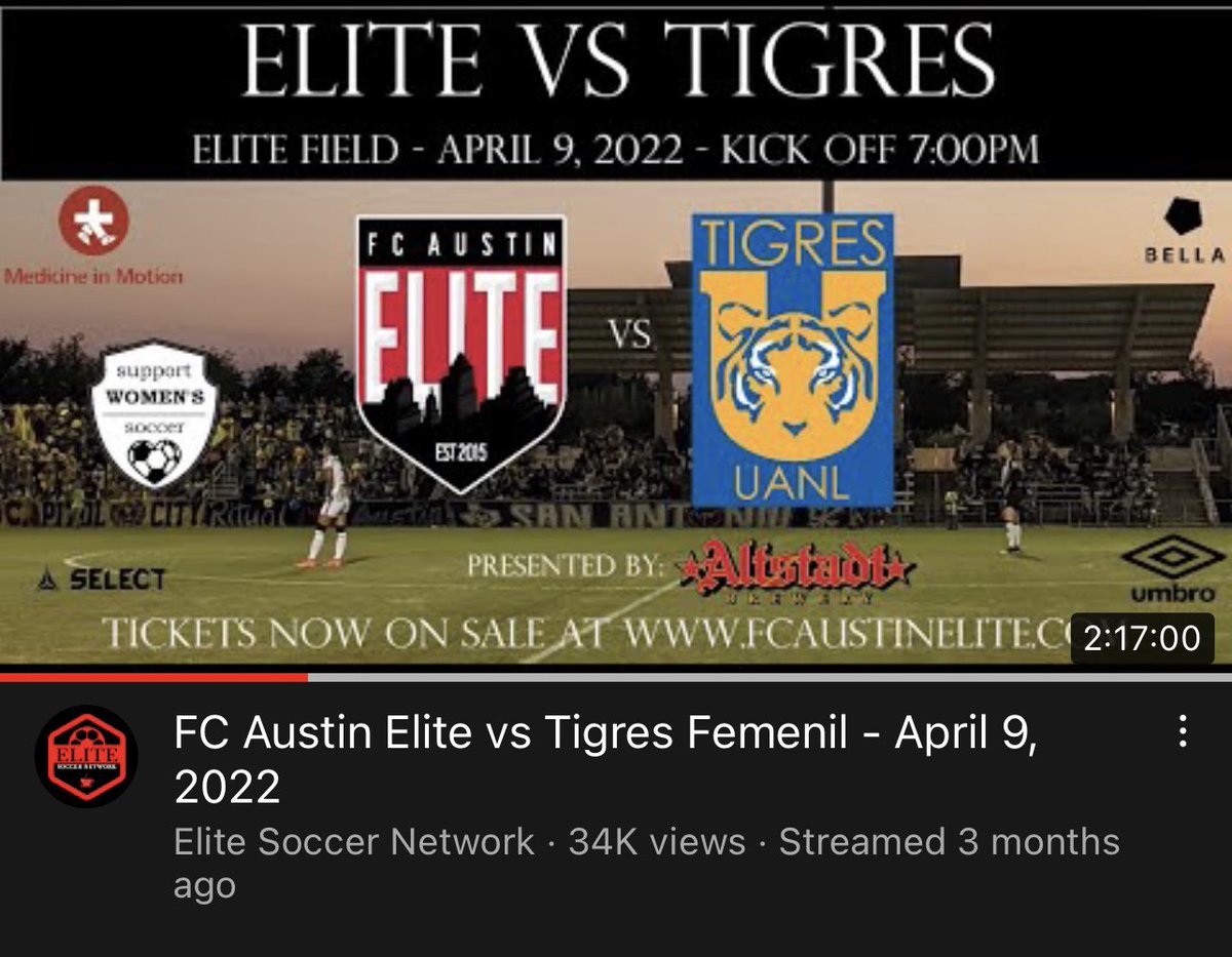 Our most popular broadcast of the soccer season that we produced in partnership with <a href="/FCAustinElite/">FC Austin Elite</a> was the game against the <a href="/TigresFemenil/">Club Tigres Femenil 🐯</a> with over 34k views. Is this a record viewership for a team in the <a href="/UWSSoccer/">United Women's Soccer (UWS)</a> league?
#opportunity #soccer #impressive