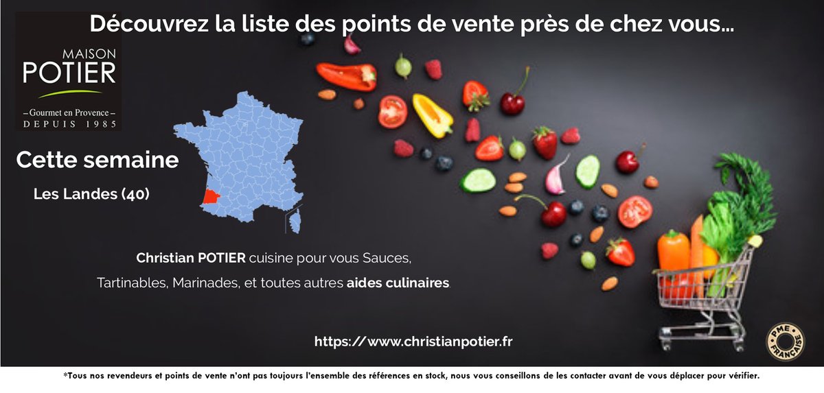 CETTE SEMAINE : Bocal Provençale Gamme Marinade à l'huile
#maisonpotier #cuisine #bienmanger #cleanlabel #poisson #sauce #marinade

christianpotier.fr/prestashop/fr/…