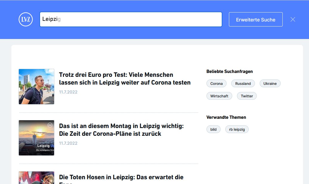 Weil es dazu hier immer wieder Fragen gab: Die Suchfunktion ist jetzt zurück auf der Homepage von <a href="/LVZ/">LVZ</a> - und das natürlich besser als vorher. #OnePlatform #Madsack