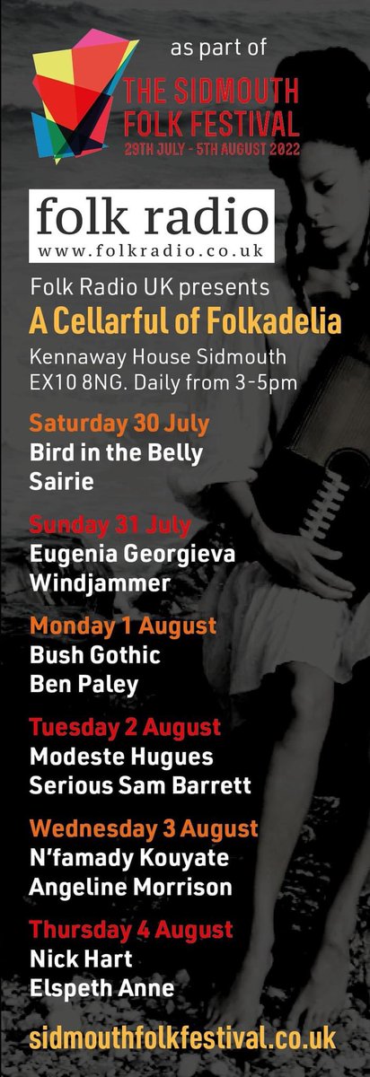 sidmouthfolk's tweet image. We're very lucky to have the wonderful @FRUK working with us this year on A Cellarful of Folkadelia concert series at Kennaway House. More artist info here: sidmouthfolkfestival.co.uk/cellar-full-of…

No advance event tickets so you’ll need a season 🎟: sidmouthfolkfestival.co.uk/tickets/