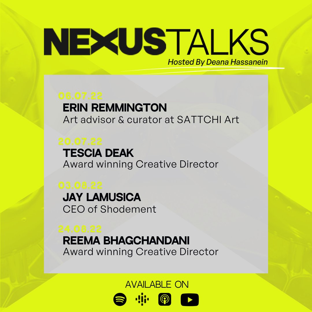 #NEXUSTalks update. NEXUS Talks #podcast episodes coming up!

#podcsatnation #forfounders #podcastforentrepreneurs #podcastforcreatives