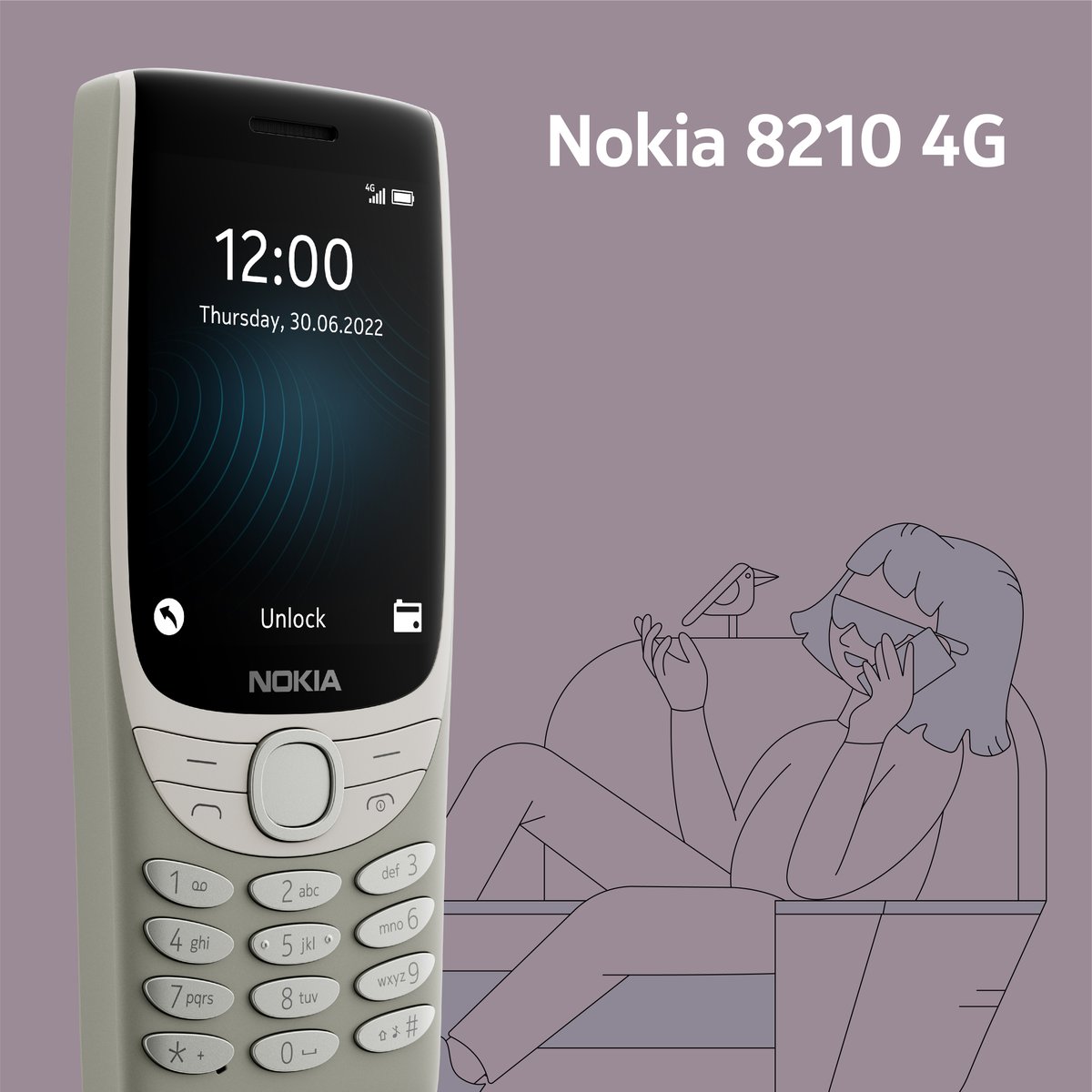 HMDdevices's tweet photo. Inspired by yesterday, built for tomorrow. 

Nokia 8210 4G is a nod to the classic 8210 – bringing you even bolder design principles, and in an array of striking colors.

https://t.co/4o1UqPIdT0 https://t.co/Vmmf1gjYL7
