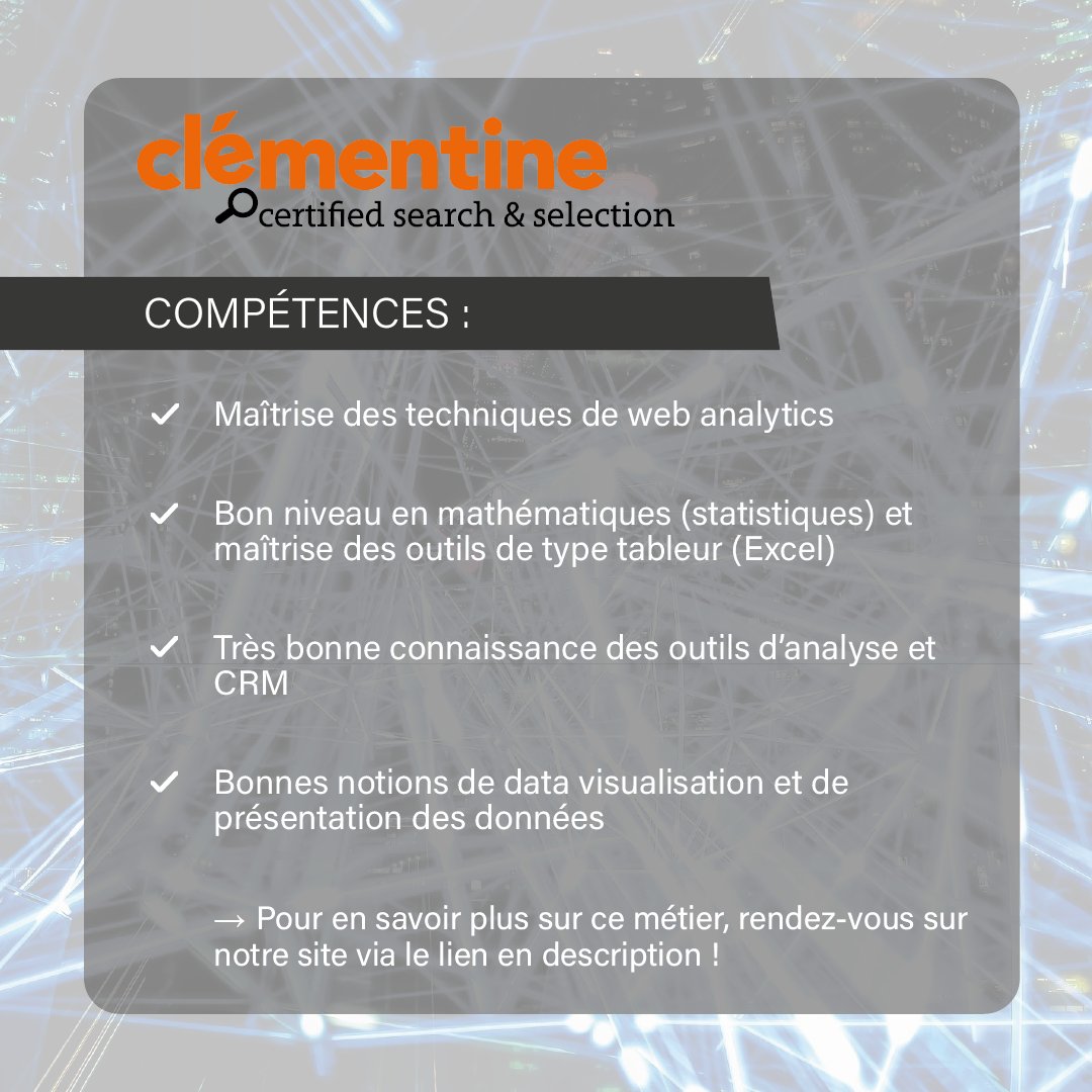 🔎 ZOOM sur un métier : #Digital Analyst 🧐
👉Il est en charge de l’analyse des objectifs et des résultats obtenus sur le web.
Pour quel salaire ?
💸 Junior : 38-50k / an
💸 Confirmé : 50-65k / an
💸 Sénior : 70-80k / an
👉 Pour retrouver la fiche métier: clementine.jobs/fiches-metiers…